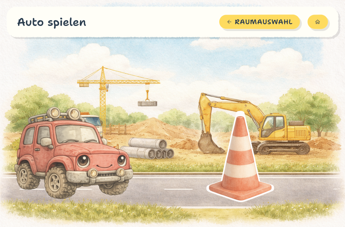 App-Ansicht: Auto spielen auf der Baustelle